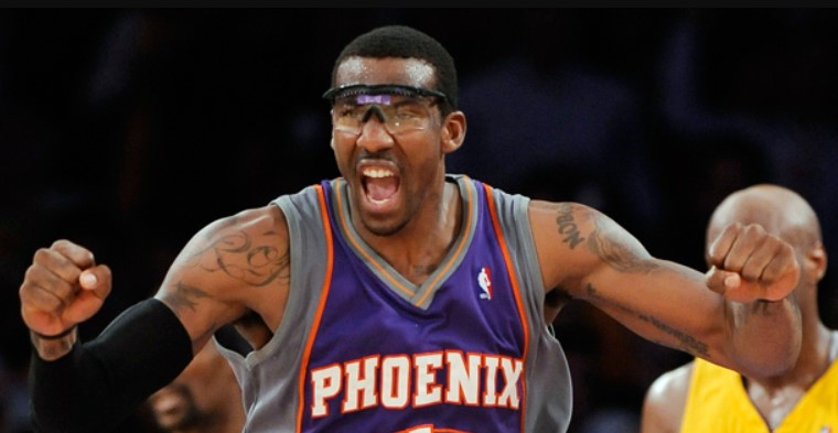 Phoenix Suns' stalwart Amare Stoudemire in his iconic playing pose.