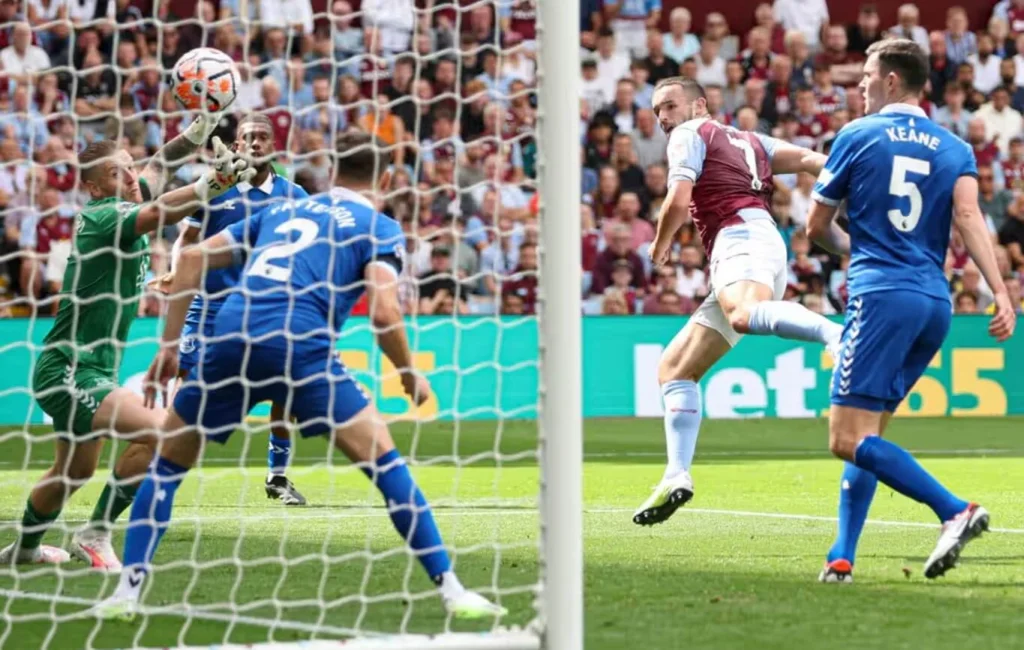 John McGinn scoring a spectacular goal for Aston Villa.