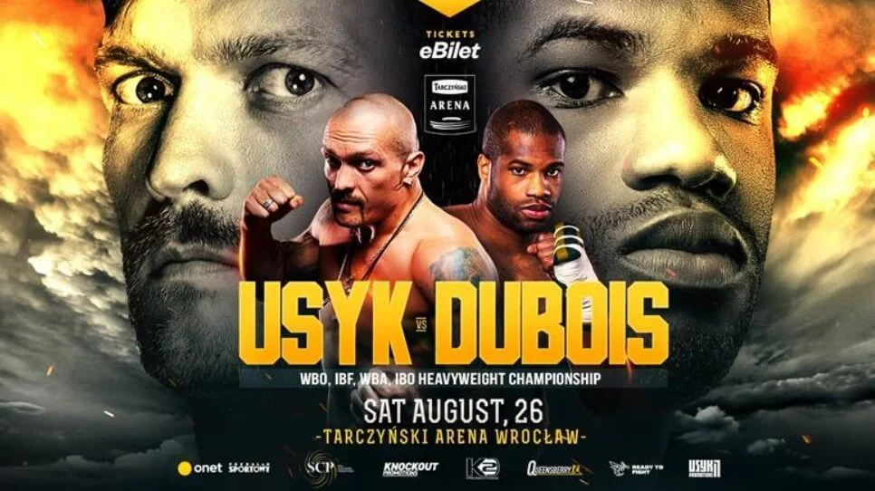 Promotional poster for the heavyweight showdown between Dubois and Usyk.