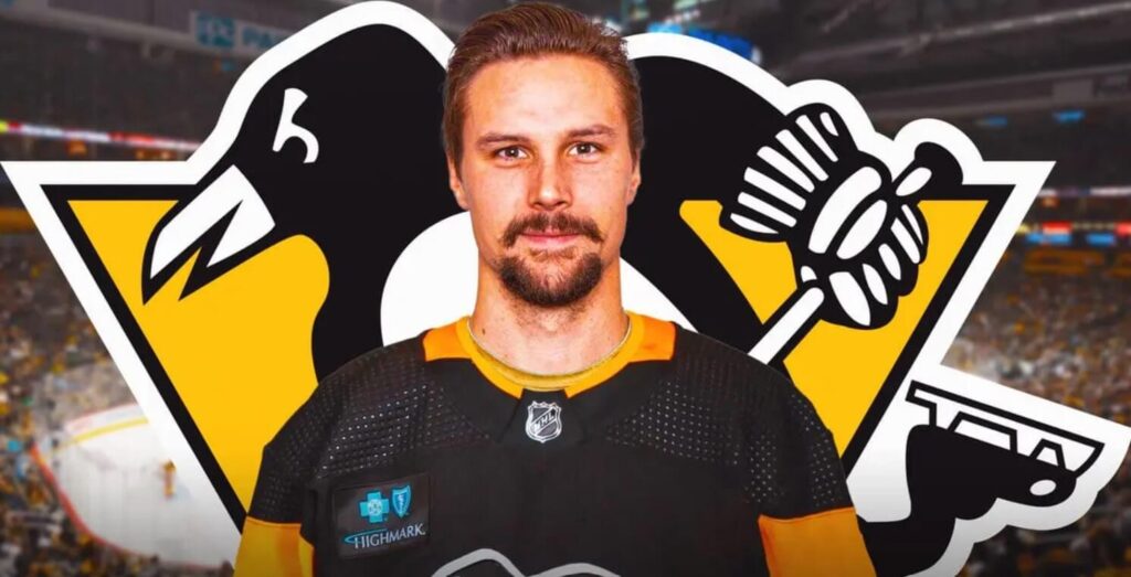 Erik Karlsson smiling as he joins the Penguins for the new season.