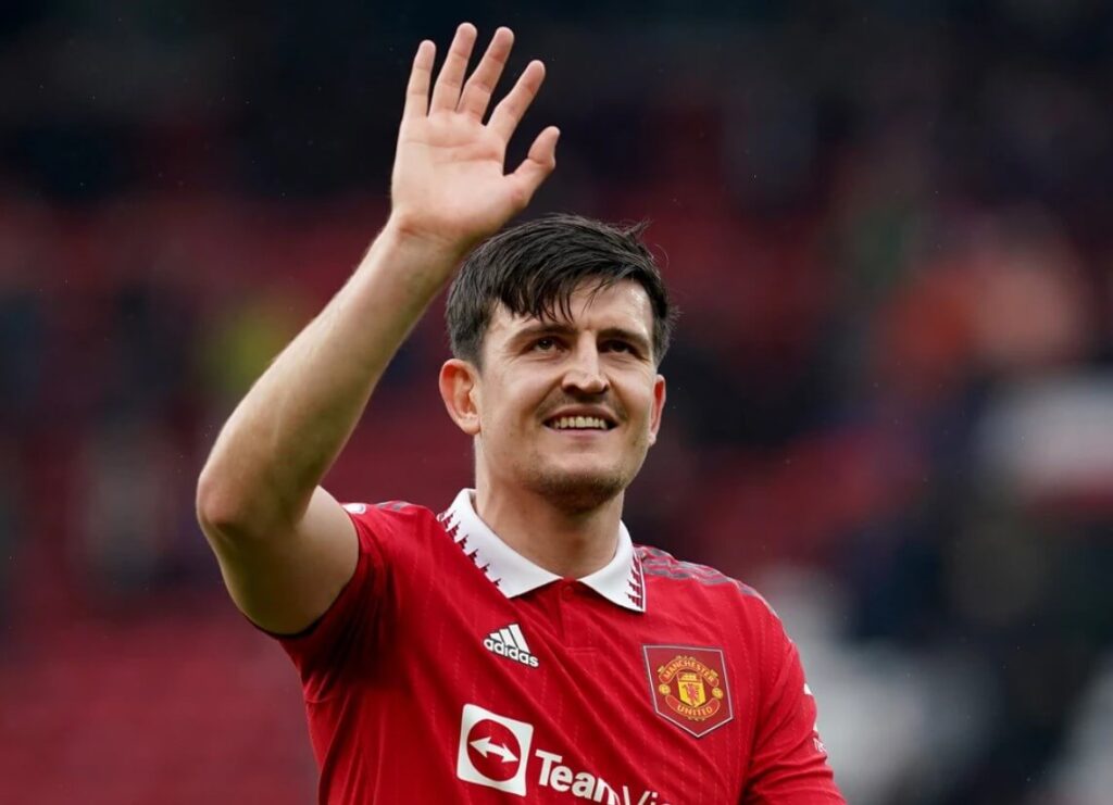 Harry Maguire in Manchester United jersey .