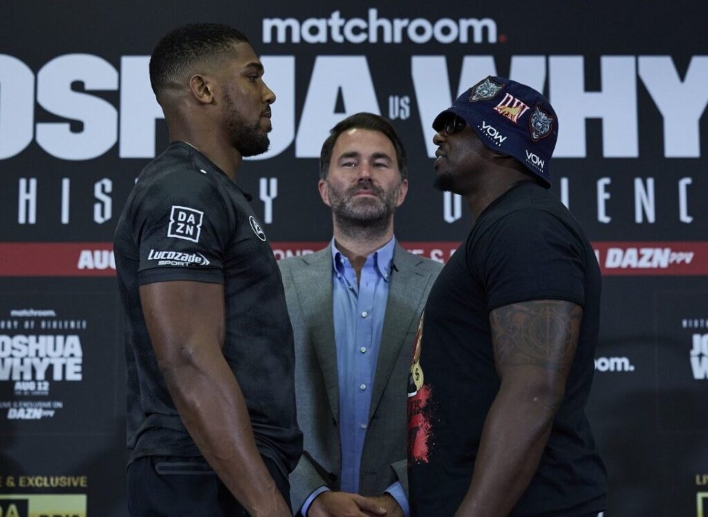Anthony Joshua and Dillian Whyte prepare for a confrontation.