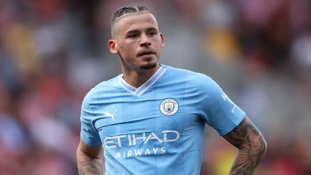 Kalvin Phillips in Manchester City jersey.