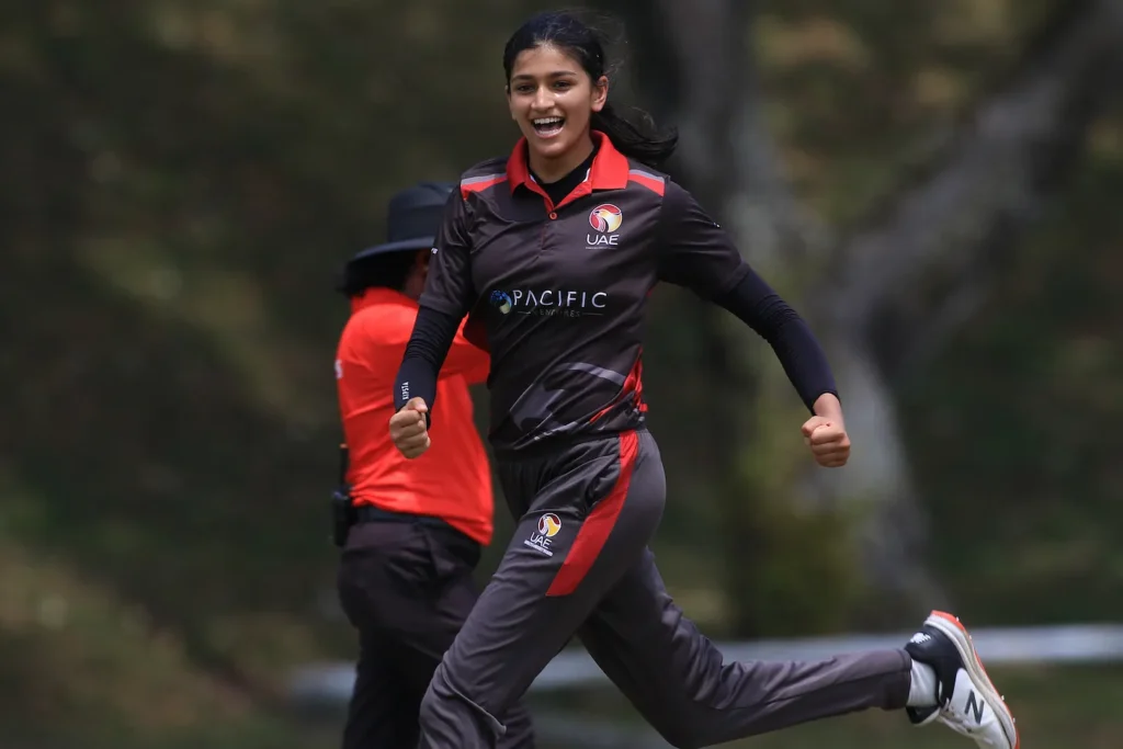 England cricket's rising star, Mahika Gaur, in action.