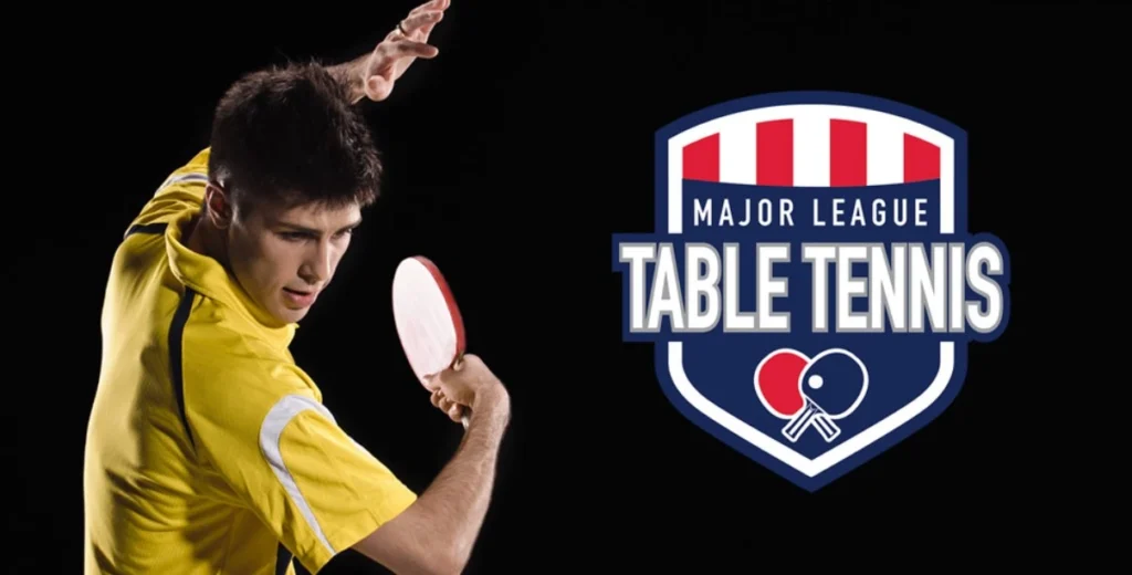 MLTT introductory ad with a dynamic table tennis action shot.