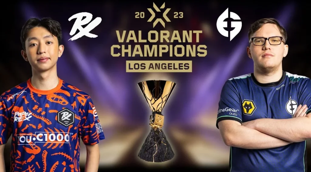 VALORANT 2023 Championship Grand Final Showdown: Evil Geniuses against Paper Rex.