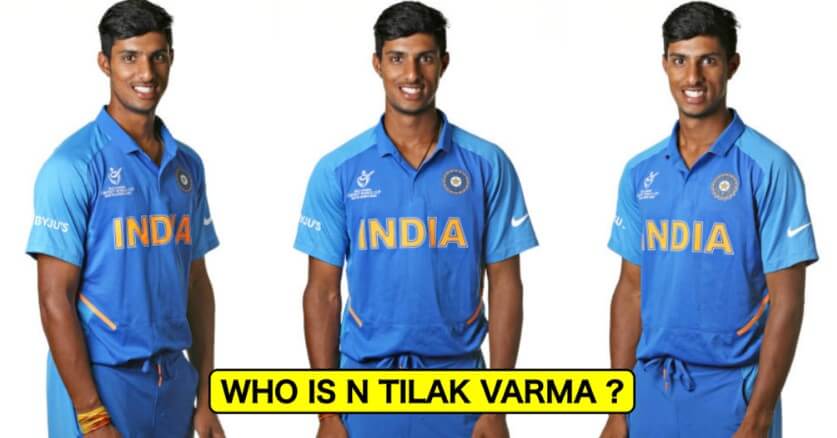 Tilak Varma smiling in his cricketing attire.