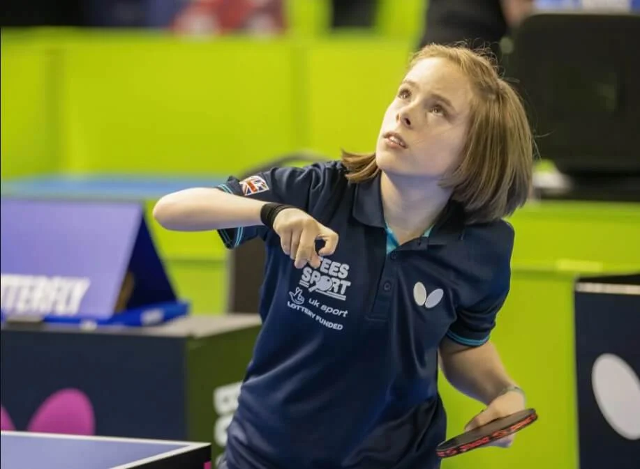 Bly Twomey in action at the ITTF European Para Table Tennis Championships.