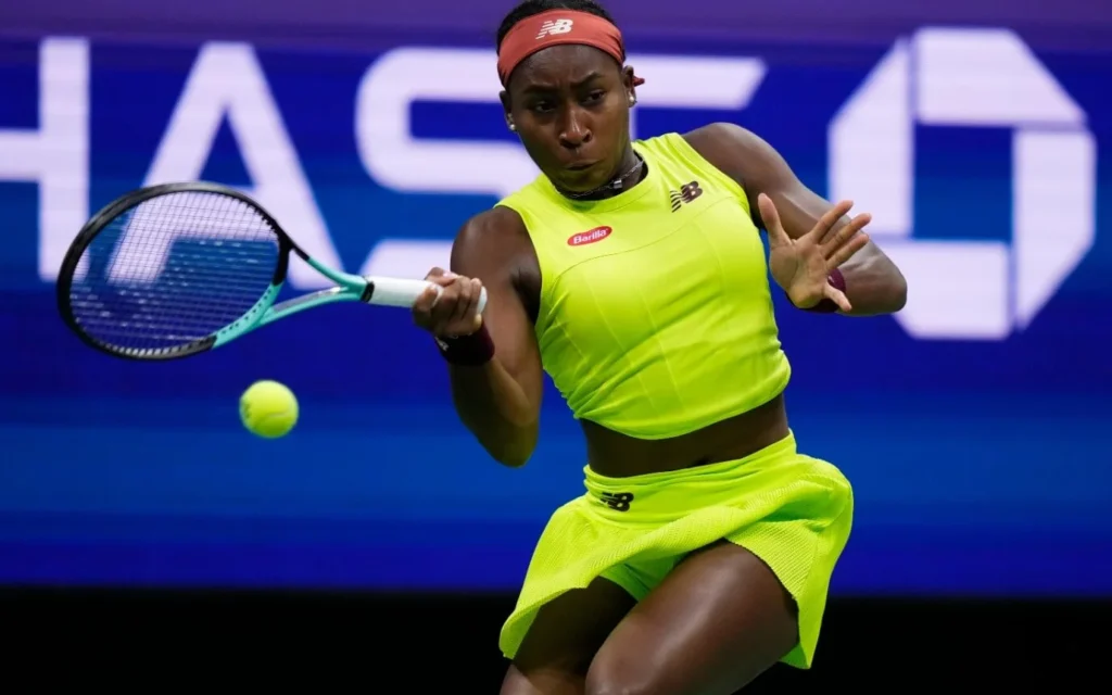 Coco Gauff displaying her forehand technique.