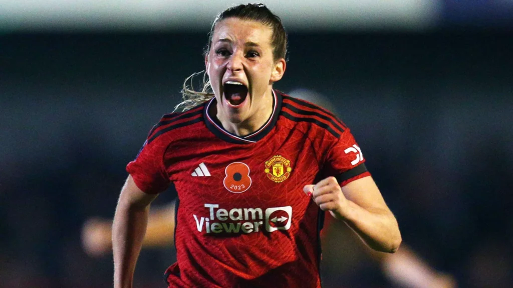 Ella Toone celebrates scoring Man Utd's first goal
