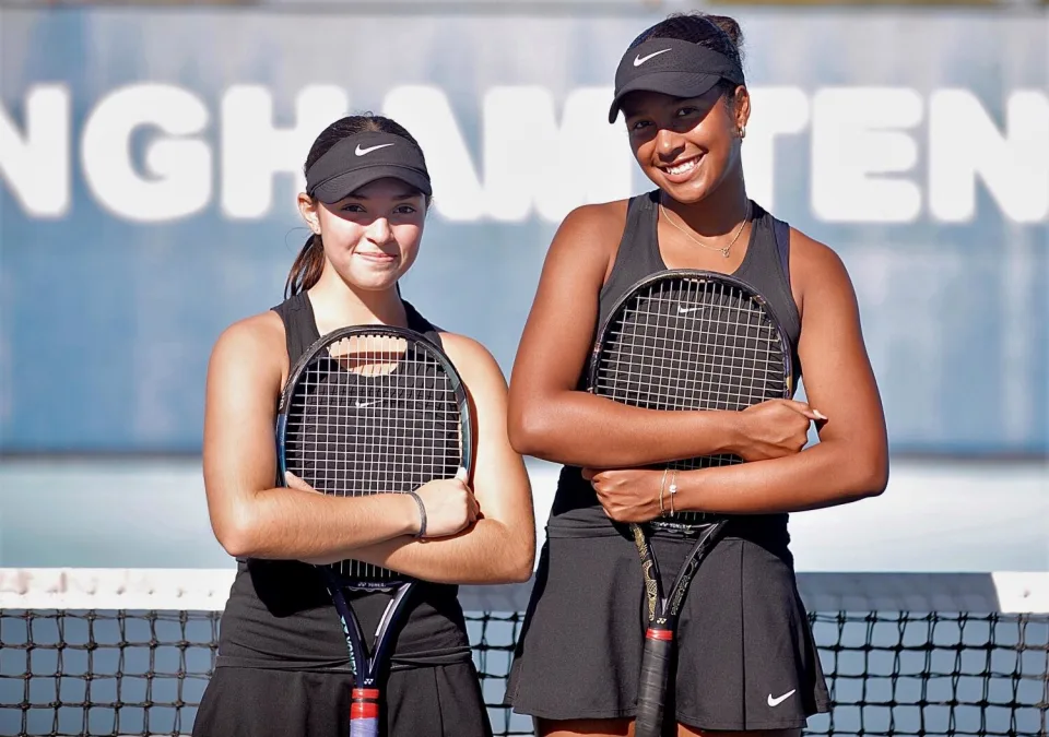 Granada Hills juniors Priscilla Grinner, left, and Georgia Brown won their second straight City doubles title Tuesday.