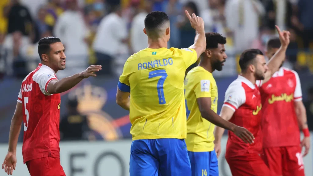 Ronaldo tells the referee not to award a penalty during the Asian Champions League game between Al-Nassr and Persepolis.